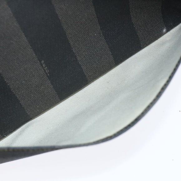 FENDI Pecan Canvas Shoulder Bag PVC Black Brown Auth 150756