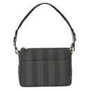 FENDI Pecan Canvas Shoulder Bag PVC Black Brown Auth 150756-2
