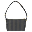 FENDI Pecan Canvas Shoulder Bag PVC Black Brown Auth 150756-3