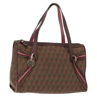 FENDI Zucchino Canvas Mamma Baguette Hand Bag Brown Auth 150758