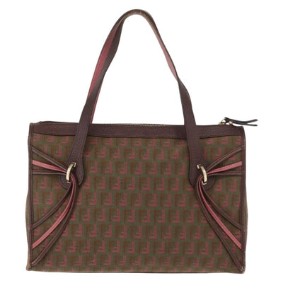 FENDI Zucchino Canvas Mamma Baguette Hand Bag Brown Auth 150758 - 0