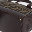 FENDI Zucca Canvas Hand Bag Black Brown Auth 150763-10