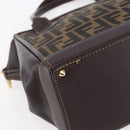 FENDI Zucca Canvas Hand Bag Black Brown Auth 150763-11