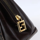 FENDI Zucca Canvas Hand Bag Black Brown Auth 150763-14