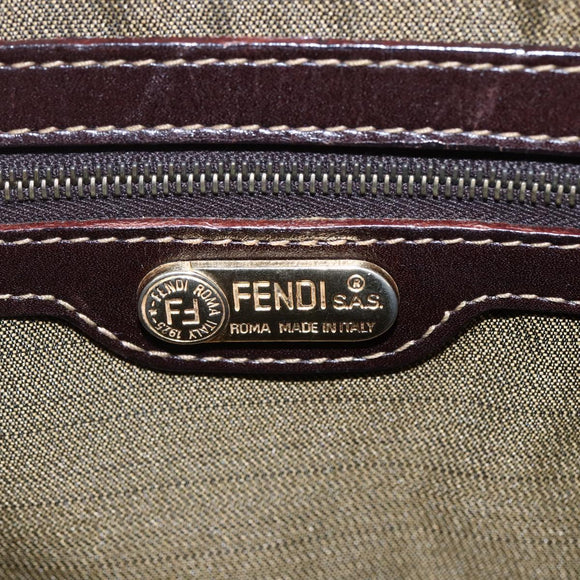 FENDI Zucca Canvas Hand Bag Black Brown Auth 150763