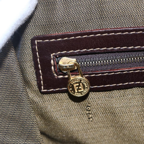 FENDI Zucca Canvas Hand Bag Black Brown Auth 150763