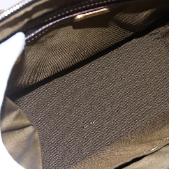 FENDI Zucca Canvas Hand Bag Black Brown Auth 150763