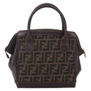 FENDI Zucca Canvas Hand Bag Black Brown Auth 150763-3