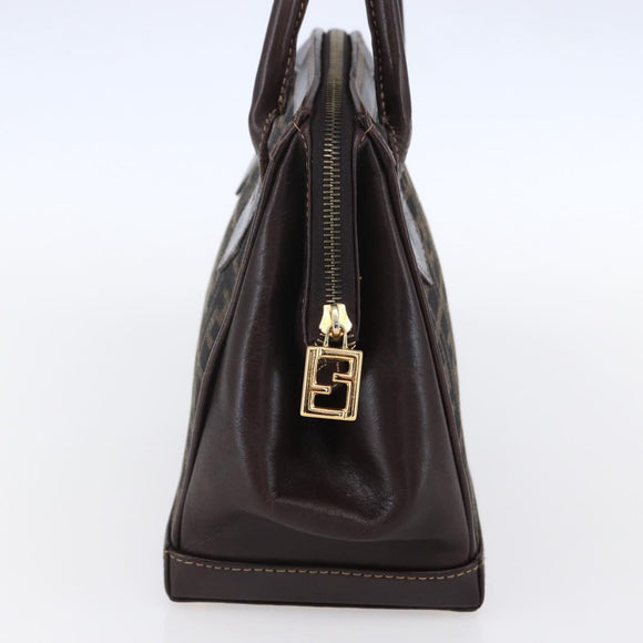 FENDI Zucca Canvas Hand Bag Black Brown Auth 150763