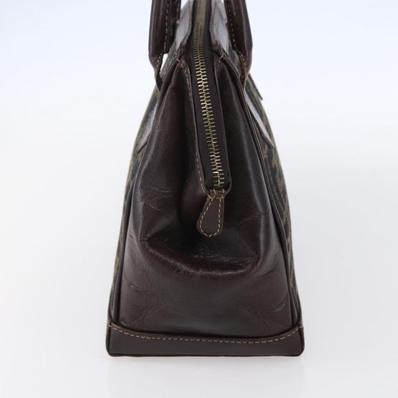 FENDI Zucca Canvas Hand Bag Black Brown Auth 150763