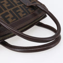 FENDI Zucca Canvas Hand Bag Black Brown Auth 150763-7