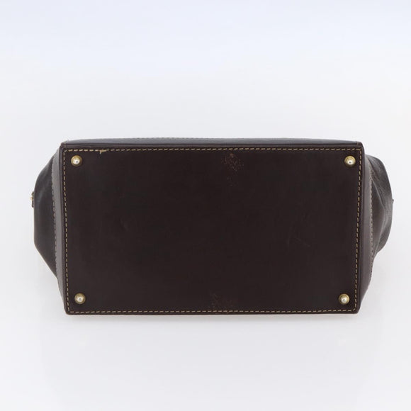 FENDI Zucca Canvas Hand Bag Black Brown Auth 150763