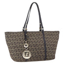 FENDI Zucchino Canvas Tote Bag Beige Gold Auth 150764-1