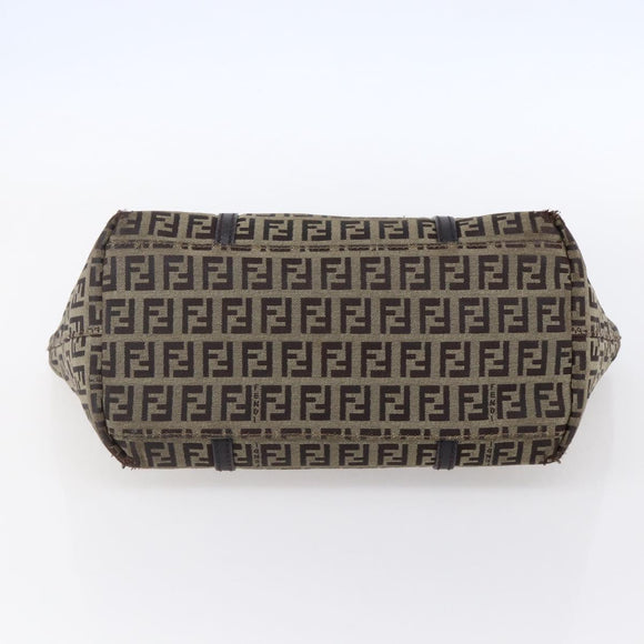 FENDI Zucchino Canvas Tote Bag Beige Gold Auth 150764