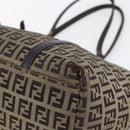FENDI Zucchino Canvas Tote Bag Beige Gold Auth 150764-11