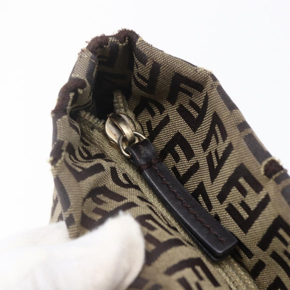 FENDI Zucchino Canvas Tote Bag Beige Gold Auth 150764