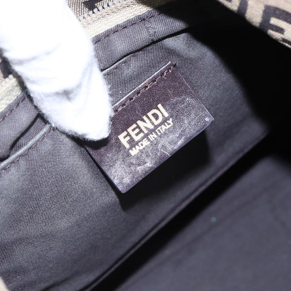 FENDI Zucchino Canvas Tote Bag Beige Gold Auth 150764