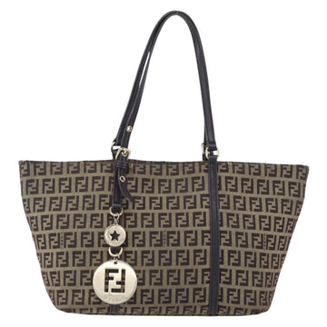 FENDI Zucchino Canvas Tote Bag Beige Gold Auth 150764 - 0