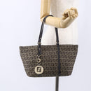 FENDI Zucchino Canvas Tote Bag Beige Gold Auth 150764-23