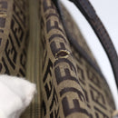 FENDI Zucchino Canvas Tote Bag Beige Gold Auth 150764-7