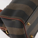 FENDI Pecan Canvas Hand Bag PVC Black Brown Auth 150766-9