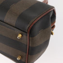 FENDI Pecan Canvas Hand Bag PVC Black Brown Auth 150766-16
