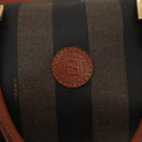 FENDI Pecan Canvas Hand Bag PVC Black Brown Auth 150766-17
