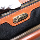 FENDI Pecan Canvas Hand Bag PVC Black Brown Auth 150766-18