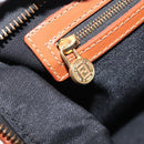 FENDI Pecan Canvas Hand Bag PVC Black Brown Auth 150766-21