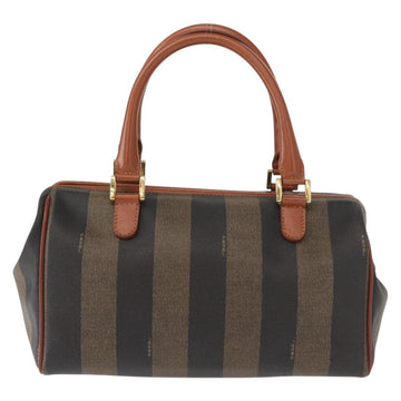 FENDI Pecan Canvas Hand Bag PVC Black Brown Auth 150766 - 0