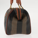 FENDI Pecan Canvas Hand Bag PVC Black Brown Auth 150766-3