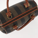 FENDI Pecan Canvas Hand Bag PVC Black Brown Auth 150766-6