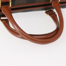 FENDI Pecan Canvas Hand Bag PVC Black Brown Auth 150766-7