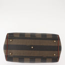 FENDI Pecan Canvas Hand Bag PVC Black Brown Auth 150766-5