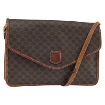 CELINE Macadam Canvas Shoulder Bag PVC Leather Brown Gold Auth 150768