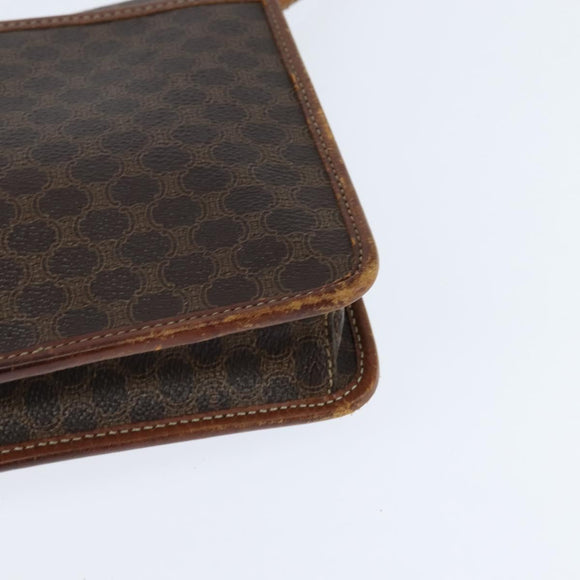 CELINE Macadam Canvas Shoulder Bag PVC Leather Brown Gold Auth 150768