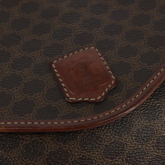 CELINE Macadam Canvas Shoulder Bag PVC Leather Brown Gold Auth 150768