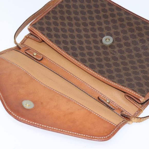 CELINE Macadam Canvas Shoulder Bag PVC Leather Brown Gold Auth 150768