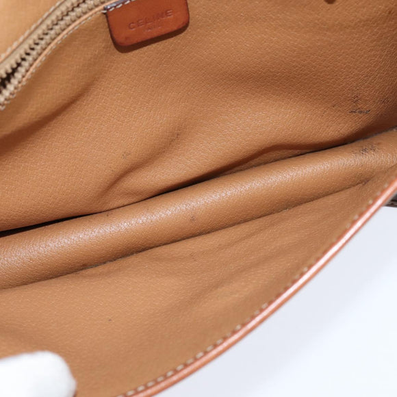 CELINE Macadam Canvas Shoulder Bag PVC Leather Brown Gold Auth 150768