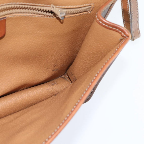 CELINE Macadam Canvas Shoulder Bag PVC Leather Brown Gold Auth 150768