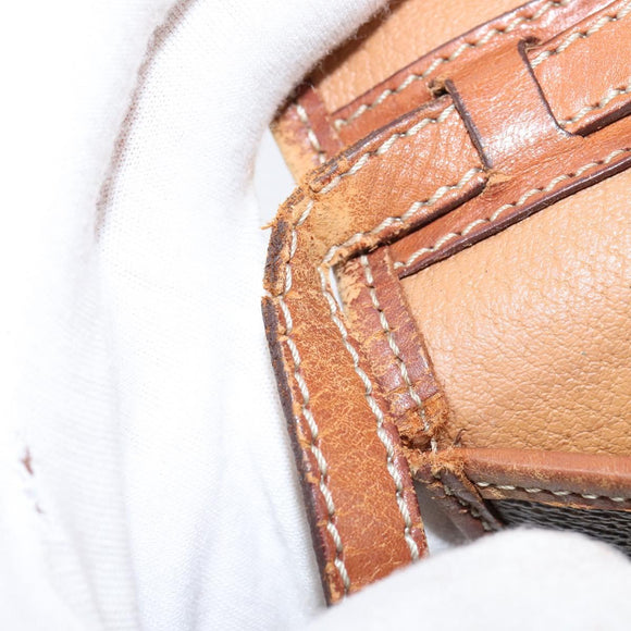 CELINE Macadam Canvas Shoulder Bag PVC Leather Brown Gold Auth 150768