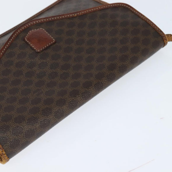 CELINE Macadam Canvas Shoulder Bag PVC Leather Brown Gold Auth 150768