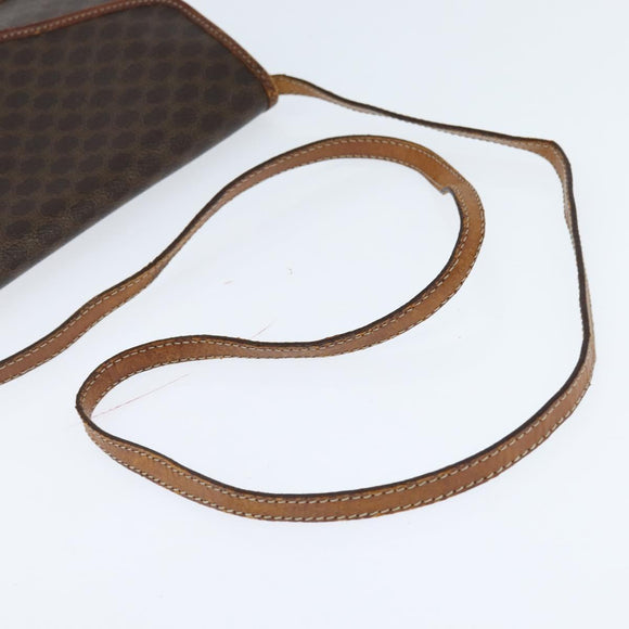 CELINE Macadam Canvas Shoulder Bag PVC Leather Brown Gold Auth 150768