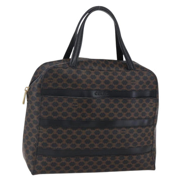 CELINE Macadam Canvas Hand Bag PVC Black Gold Auth 150769