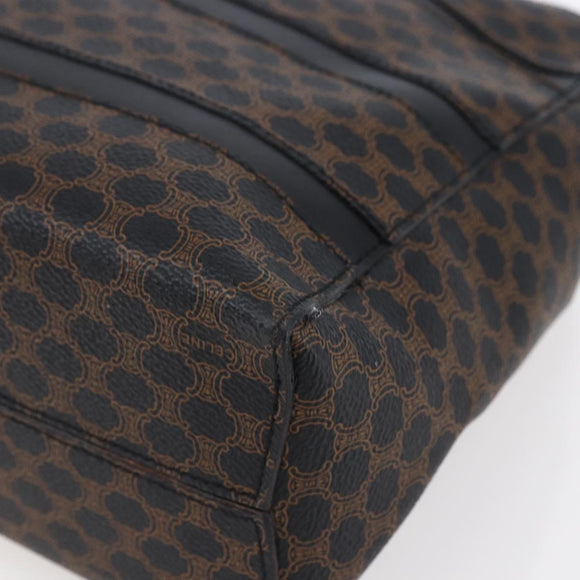 CELINE Macadam Canvas Hand Bag PVC Black Gold Auth 150769