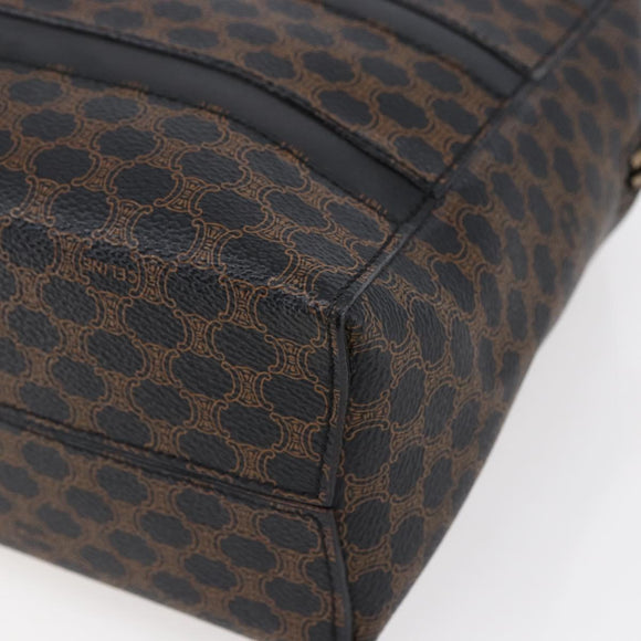 CELINE Macadam Canvas Hand Bag PVC Black Gold Auth 150769