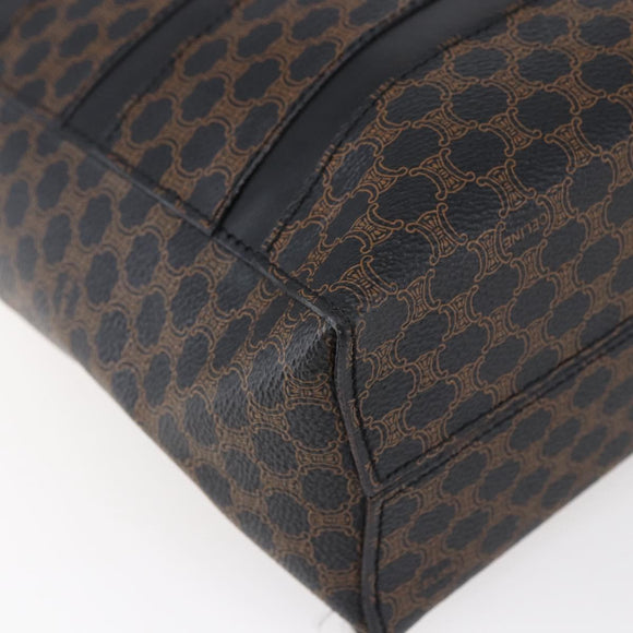 CELINE Macadam Canvas Hand Bag PVC Black Gold Auth 150769