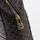 CELINE Macadam Canvas Hand Bag PVC Black Gold Auth 150769-14