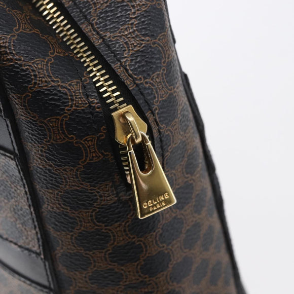 CELINE Macadam Canvas Hand Bag PVC Black Gold Auth 150769
