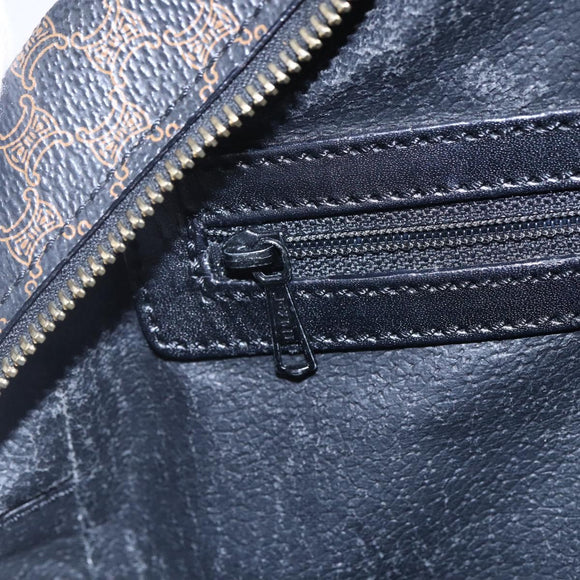 CELINE Macadam Canvas Hand Bag PVC Black Gold Auth 150769